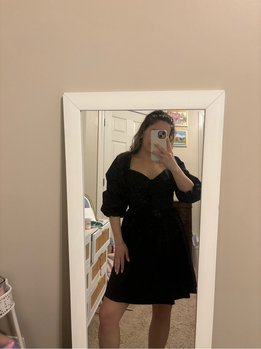 Gianni Bini Black Puff-Sleeve Mini Dress